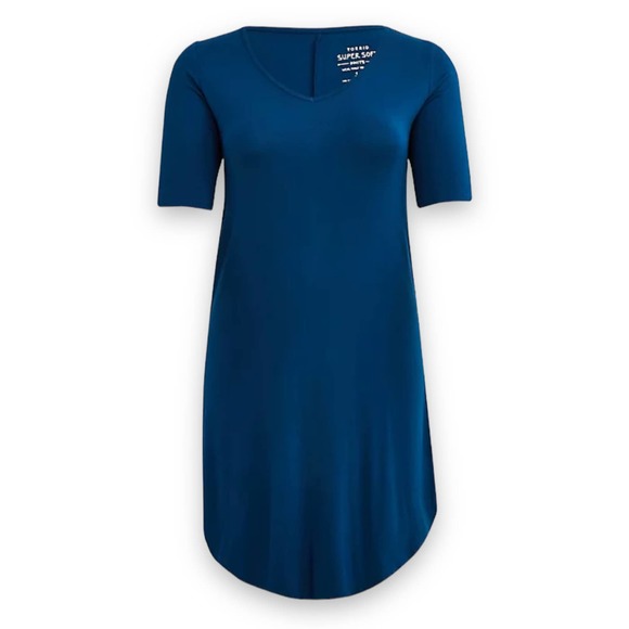 Torrid Mini Super Soft Tee Shirt Dress Teal Blue Plus Size 1X - Picture 3 of 7